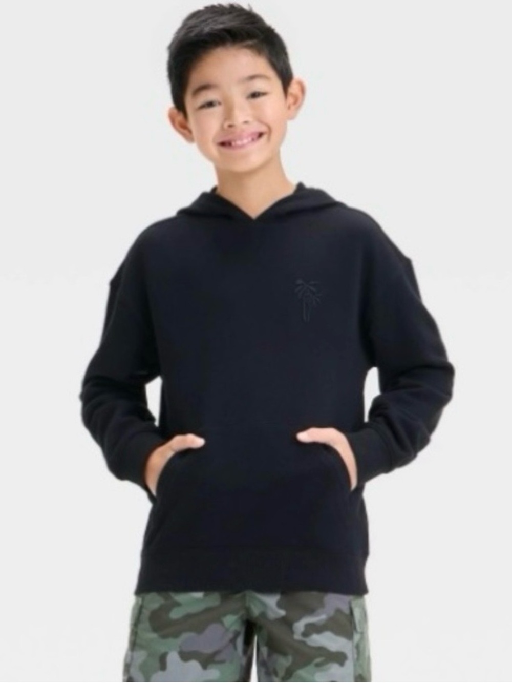 Boys' French Terry Hooded Pullover Sweatshirt - Cat & Jack Black Size XS (4/5)